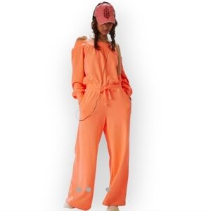 Free People Orange Off-Shoulder Jumpsuit